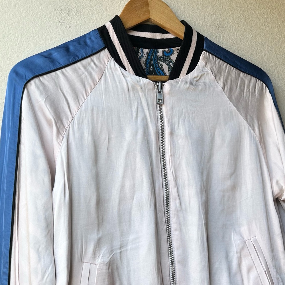 Zadig & Voltaire Pink Cream Billy Reversible Bomber Jacket Paisley Corolle Sz S - Picture 11 of 16